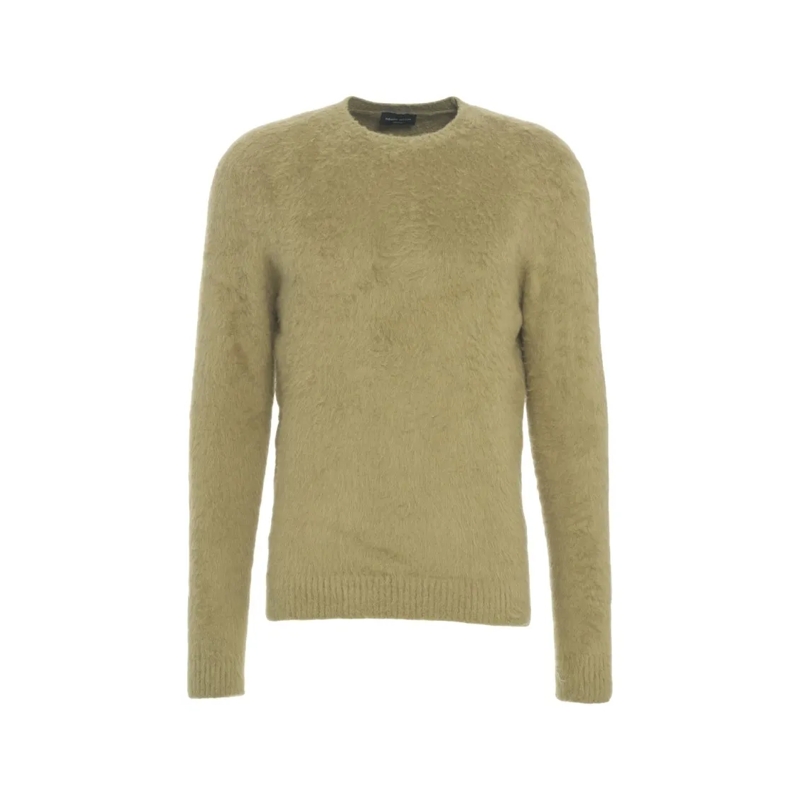 Roberto Collina Trui Brushed Knit Sweater With Classic Crew Neck Neutrals