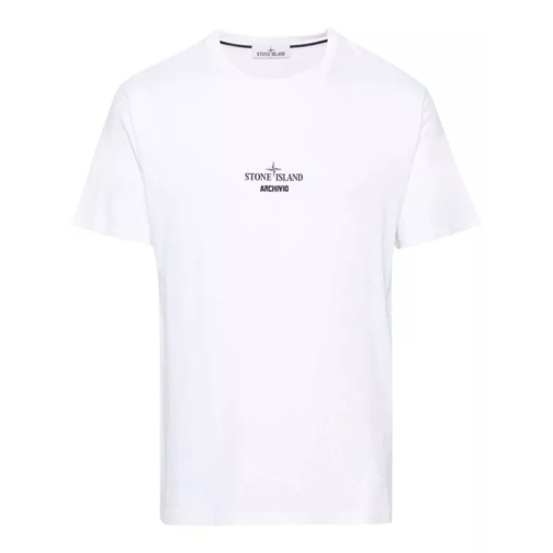 Stone Island Logo Print At The Chest White Cotton T-Shirt White 