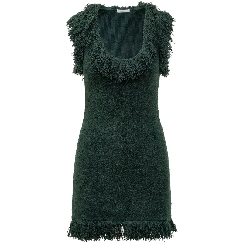 Salvatore Ferragamo Mini-robe Abito Verde con Frange Ferragamo grün