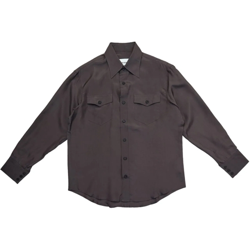 Tony Wack Legere Oberteile Camicia Double Pocket Silk Oliva mehrfarbig