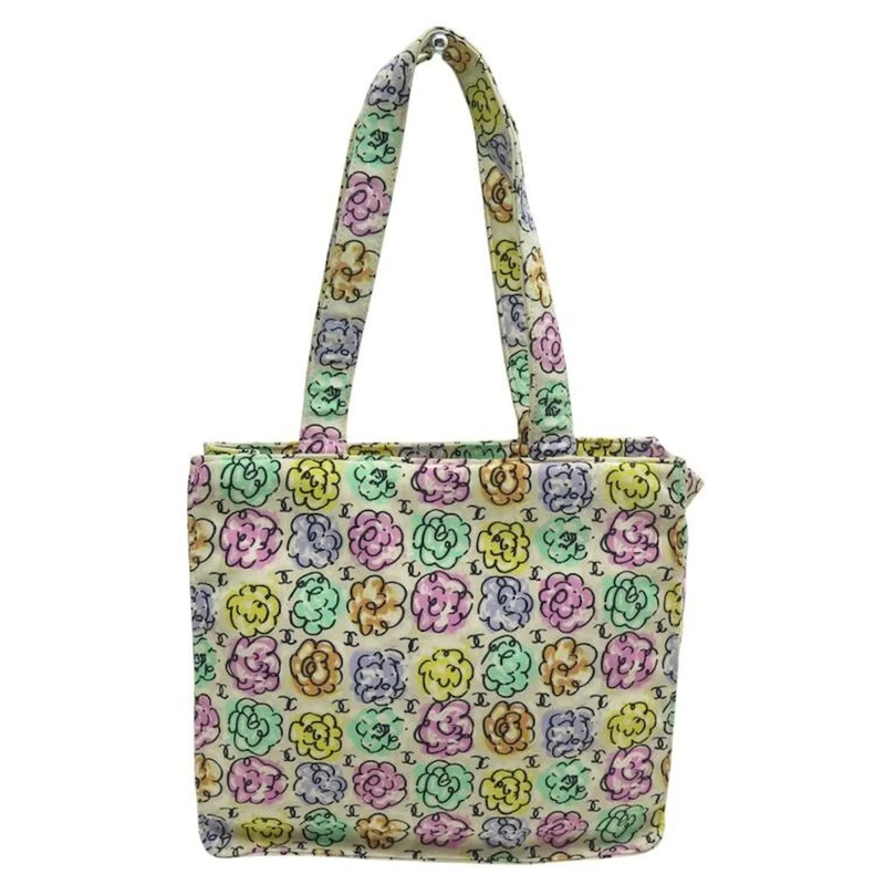Chanel Shopper VINTAGE CHANEL CANVAS SHOPPER MIT CAMELIA-MOTIVEN  mehrfarbig