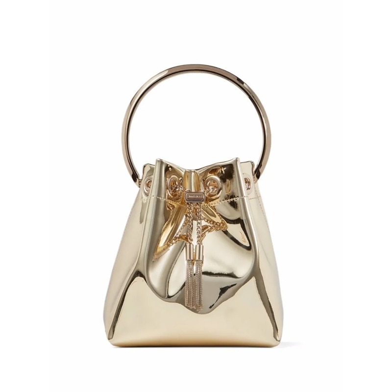 Jimmy Choo Sac reporter Gold-Tone Leather Bag With Drawstring Closure Gold
