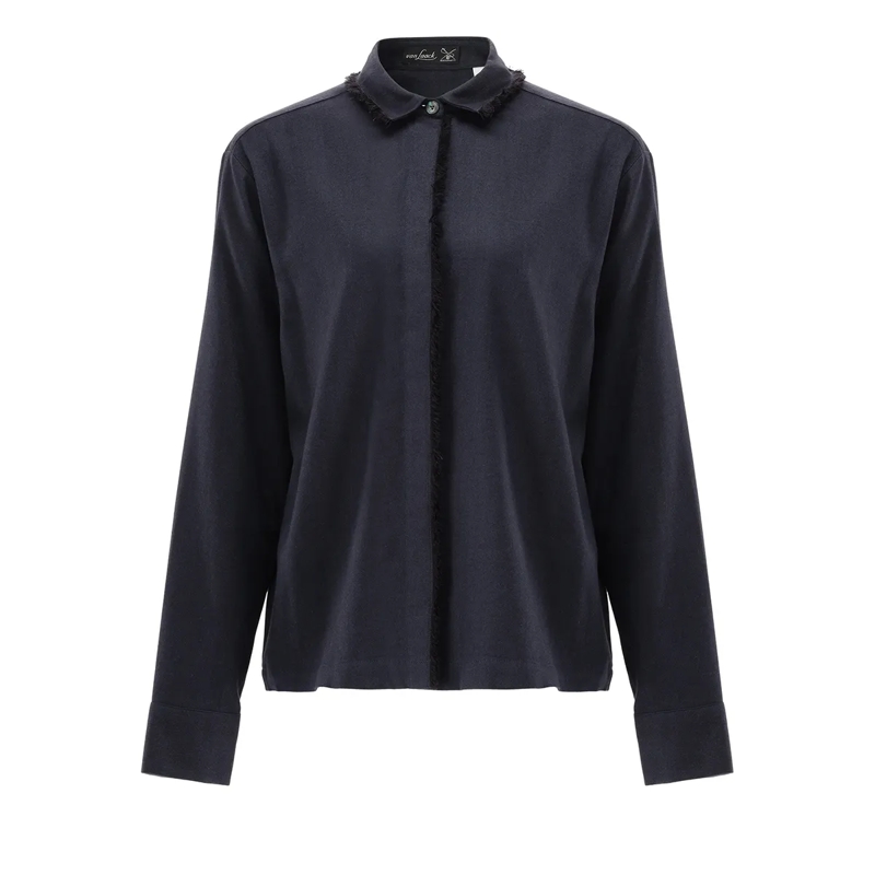 VAN LAACK Bluse Bluse Modern Fit Uni dunkel-blau