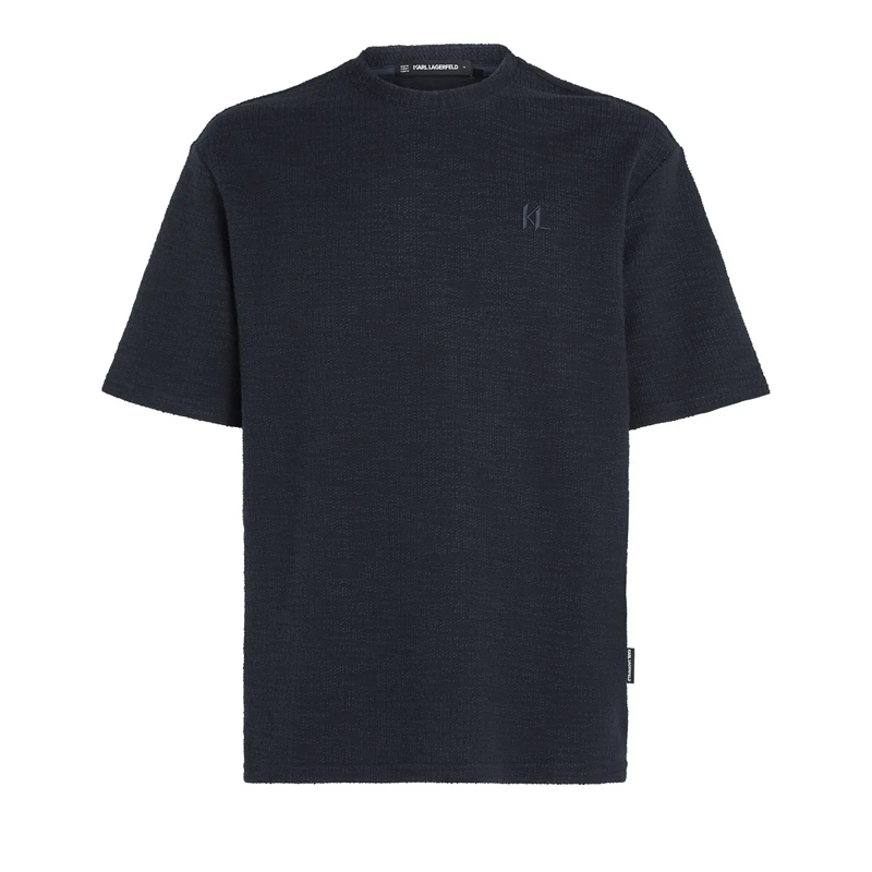 Karl Lagerfeld T-Shirt T-Shirt mit Bouclé dunkel-blau