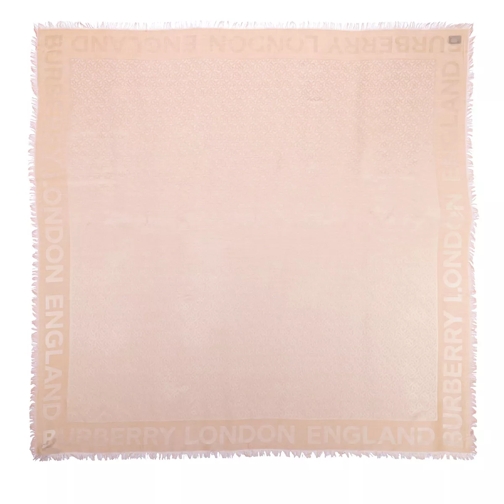 Burberry Monogram Silk Wool Jacquard Large Square Scarf Rose Beige Foulard
