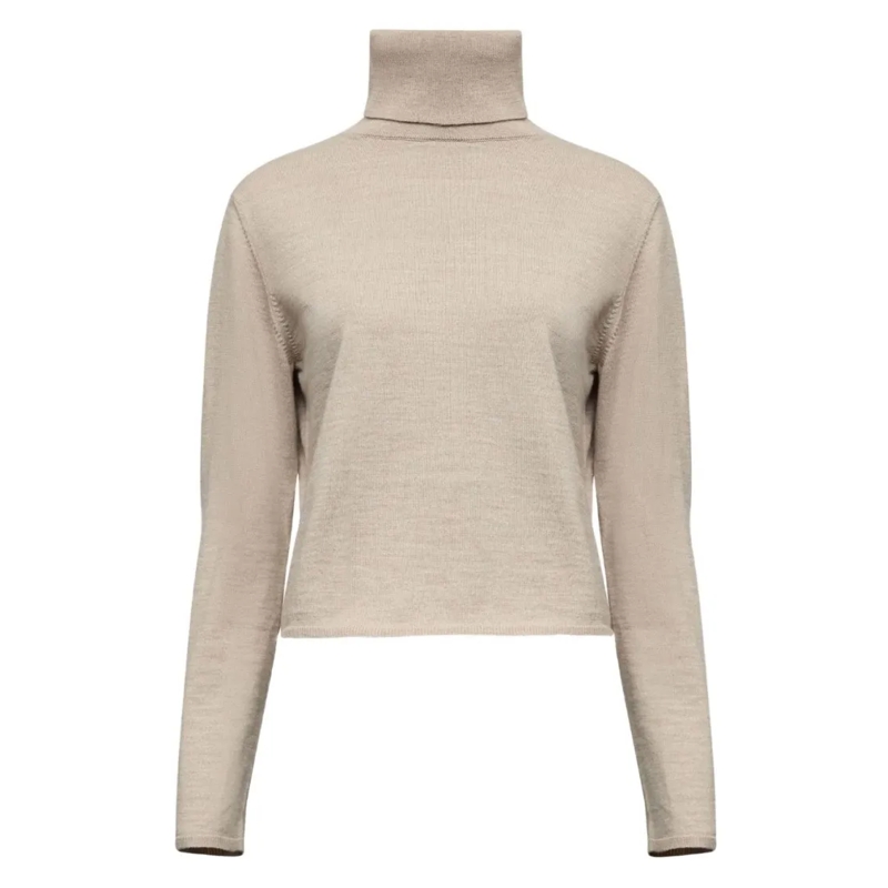 MM6 Maison Margiela Trui met col Cropped Beige Sweater With High Turtleneck Neutrals