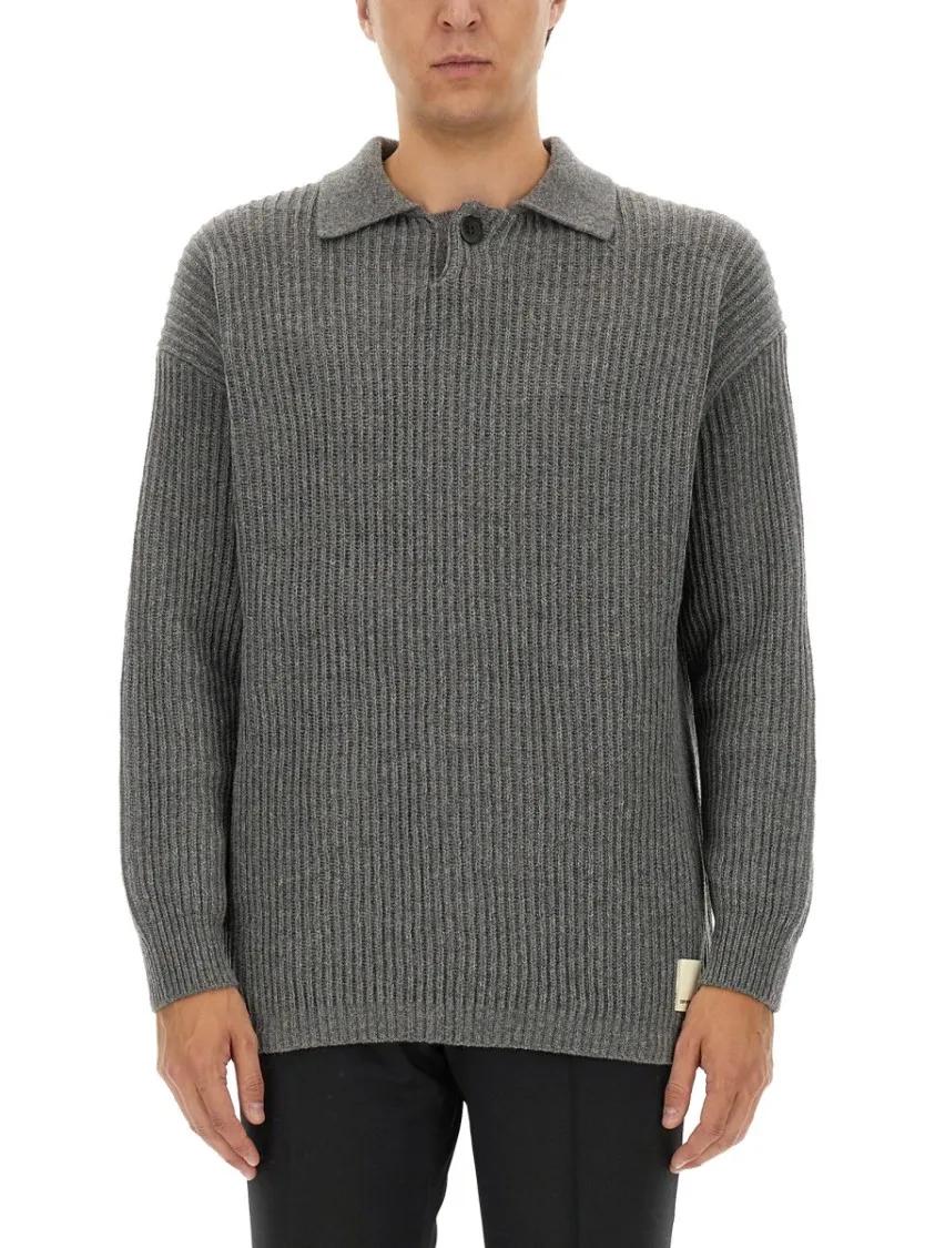 Thumbnail - Emporio Armani - Ribbed Grey Wool Jersey - Größe XL - grau