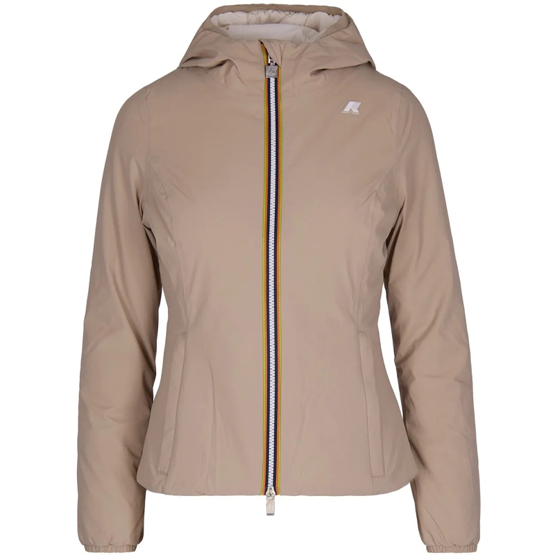 K-Way  Reversible Beige And White Insulated Jacket With A Neutrals