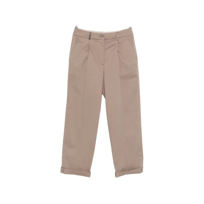 Peserico  Relaxed Fit Brown Trousers With Tapered Leg And Cu Pink