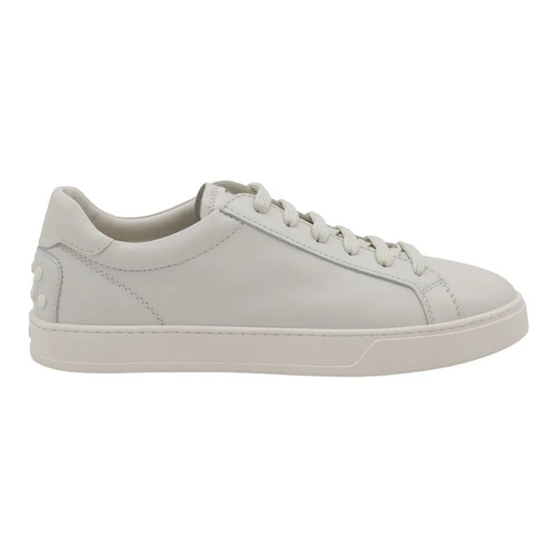 Tod's Lage-top sneaker Monochromatic White Sneakers With Textured Heel De Grey