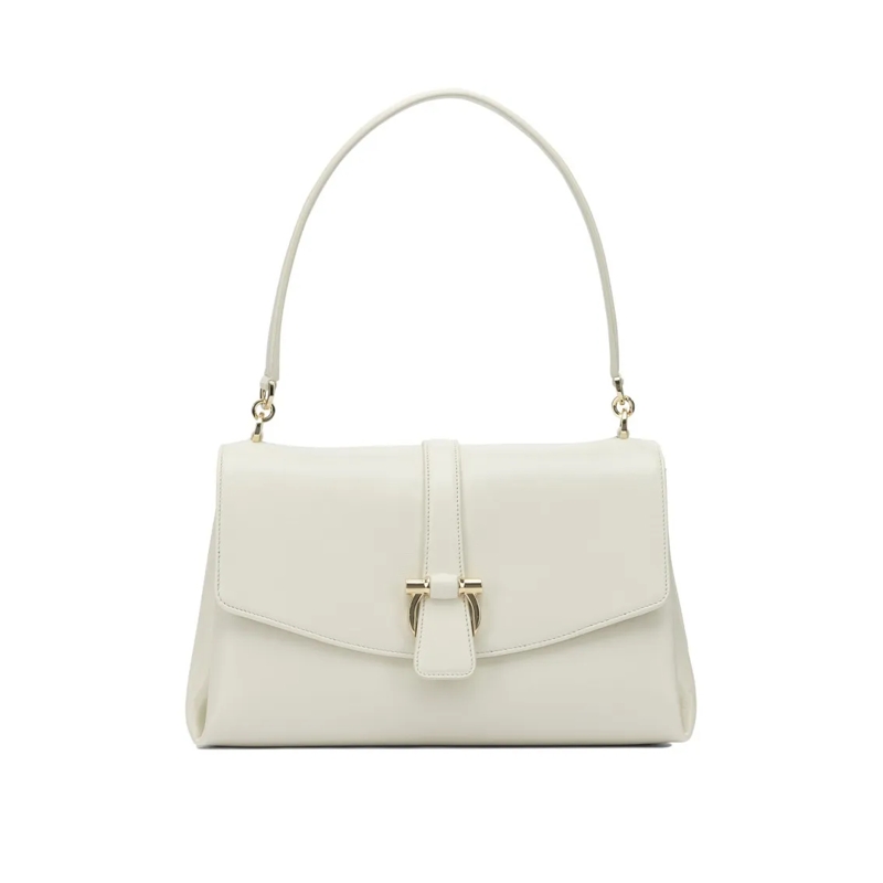 Salvatore Ferragamo Schultertasche Leather Shoulder Bag With Flap White