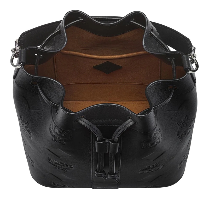 MCM Bucket Bag Dessau Lthr Drawstring Med Bk Black(Image 8)