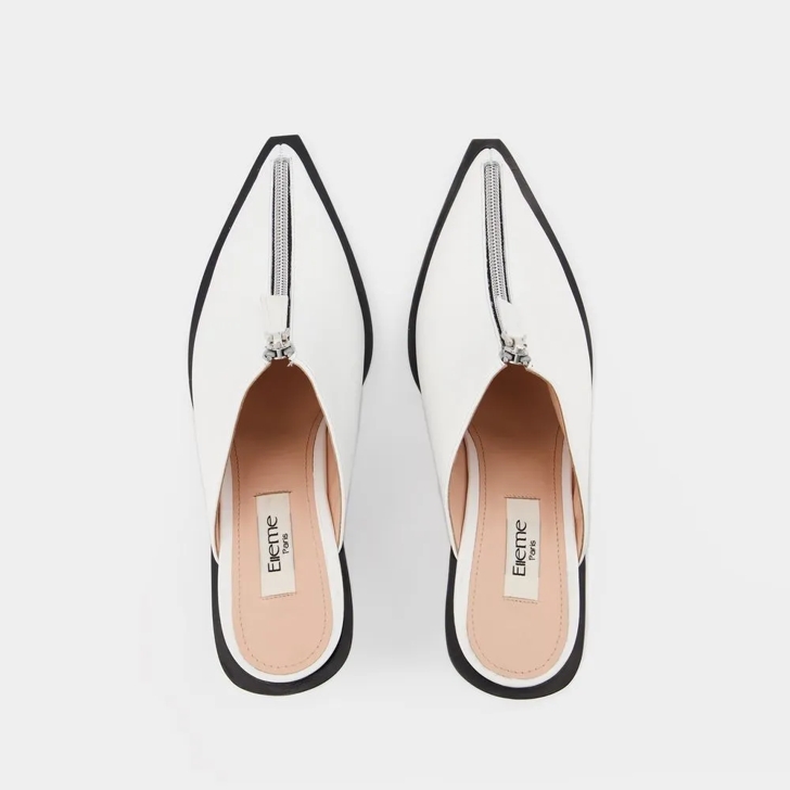 Elleme Eclair Zip Mule - White - Leather White | Mule