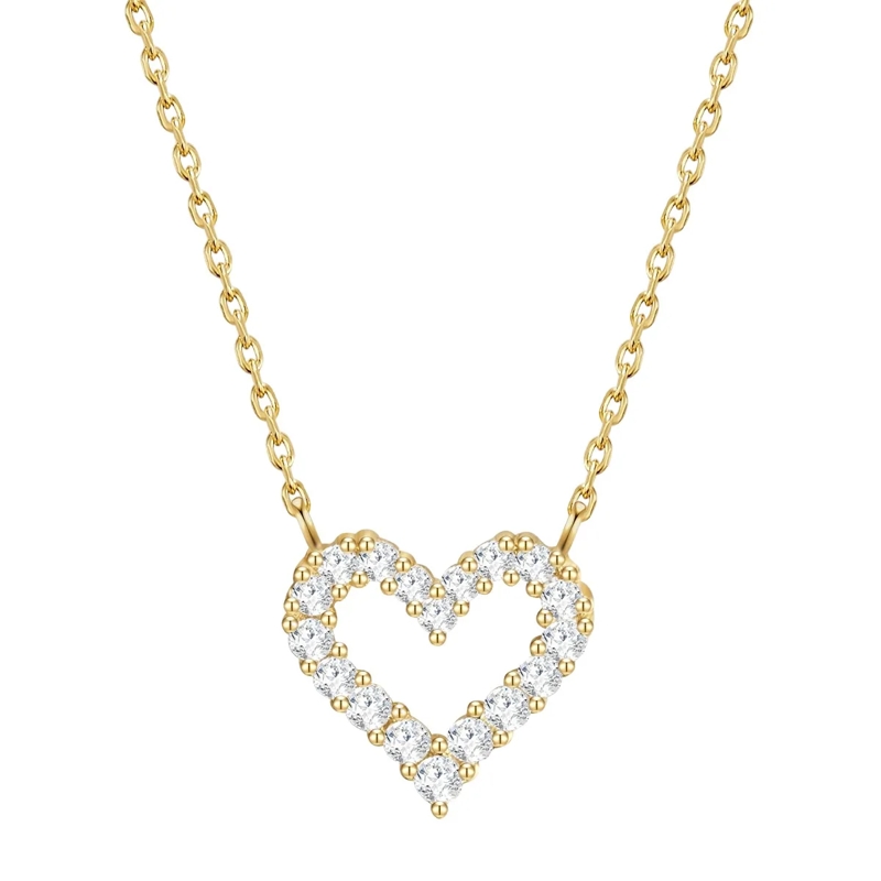 Glanzstücke München Mittellange Halskette Sterling Silber Halskette Zirkonia Herz gold