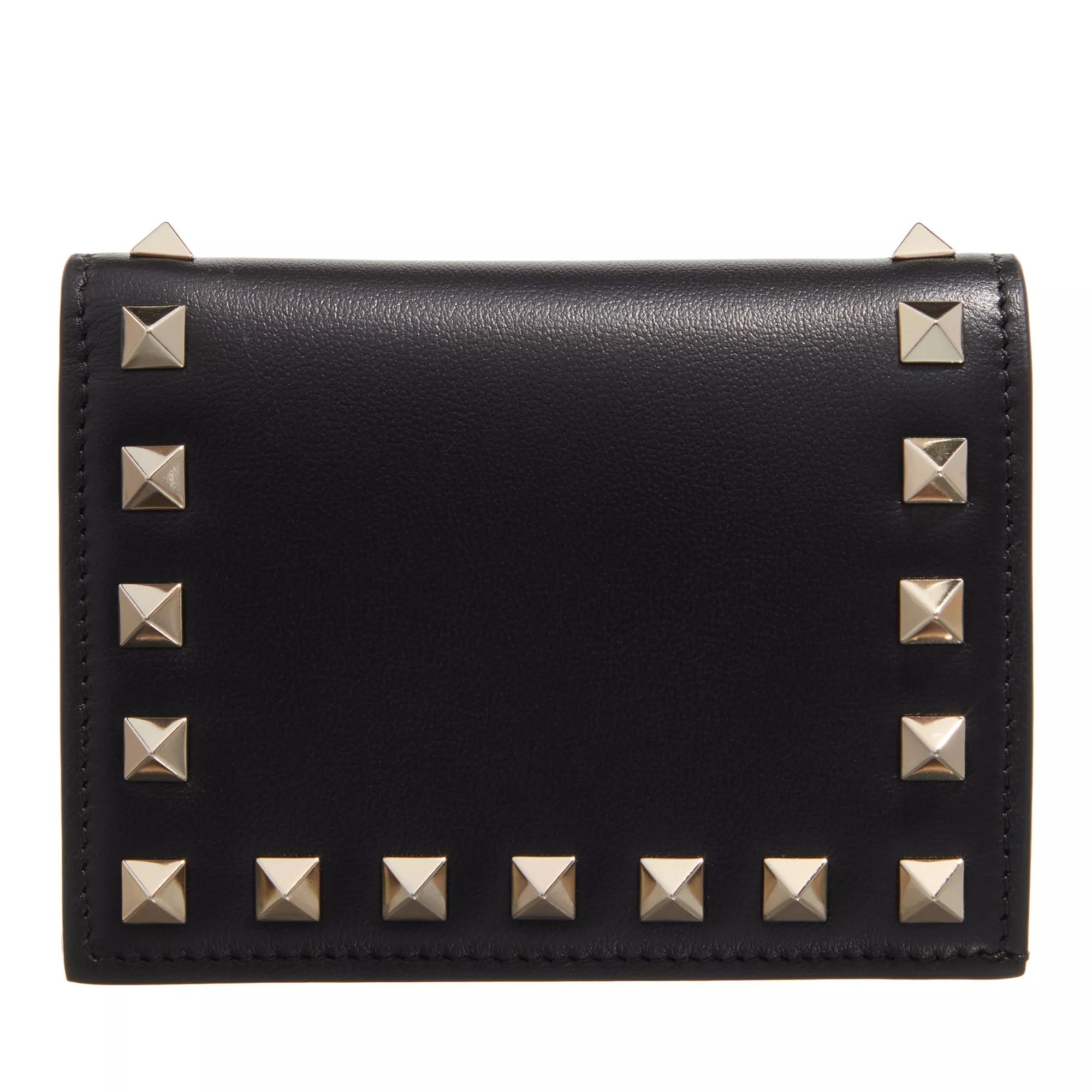 Valentino Garavani Rockstud Small Wallet Black Bi Fold Portemonnaie