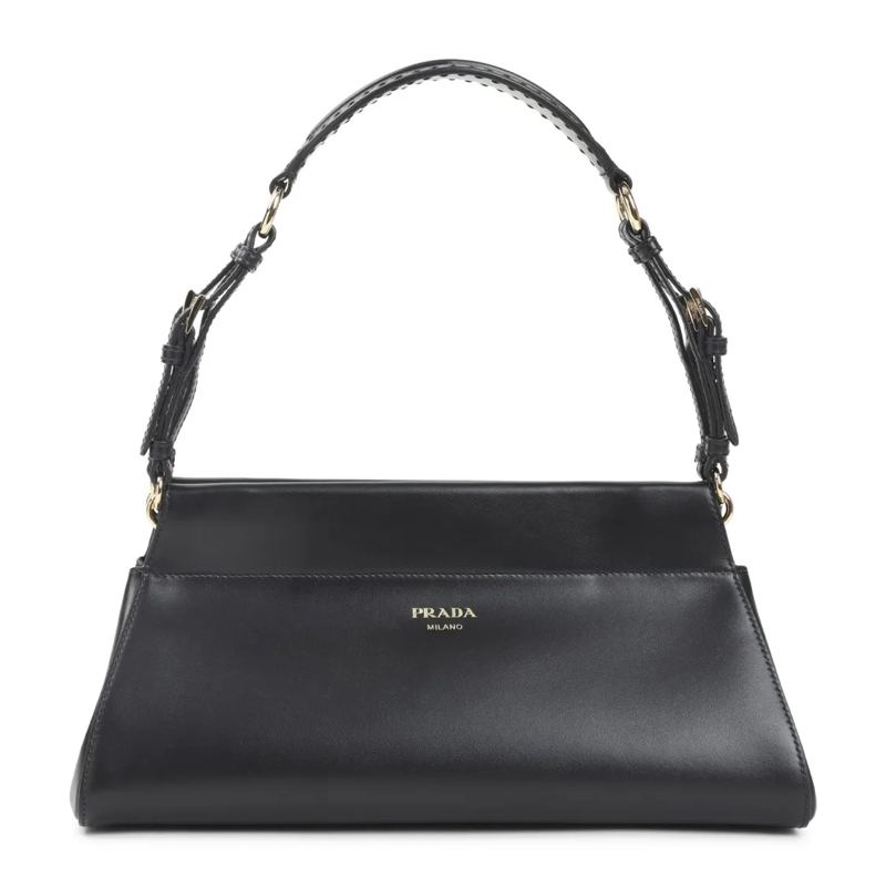 Prada Schultertasche Rectangular Black Calf Leather Handbag Black