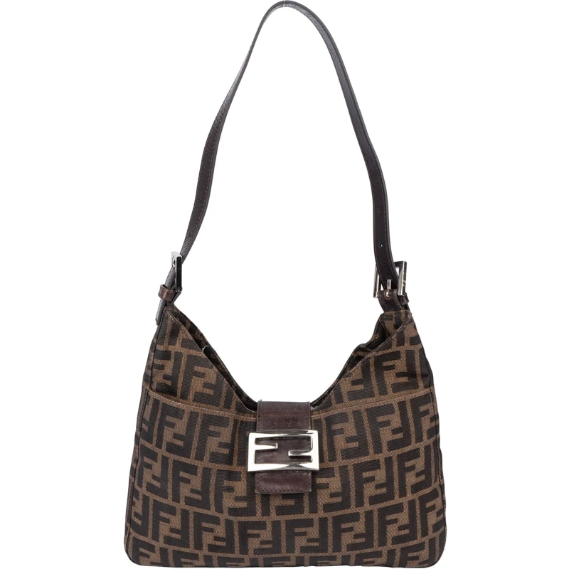 Fendi Tote Fendi FF Monogram Baguette Buckle Shoulder Bag braun