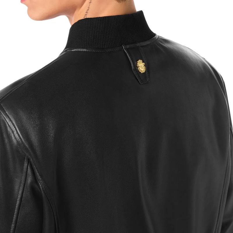 BILLIONAIRE Lederjacke Leder-Bomber Basic schwarz(Image 5)