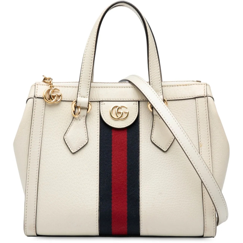 Gucci Schultertasche Small Leather Ophidia Satchel weiß