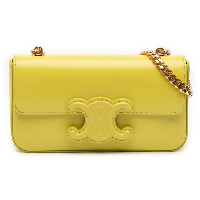 Celine Schultertasche Shiny Calfskin Claude Chain Shoulder Bag gelb