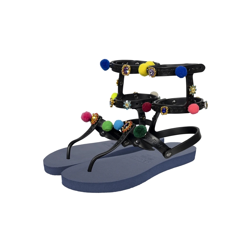 UZURII Flip Flops Zehentrenner Mondriaan Colorful Black marineblau(Image 2)