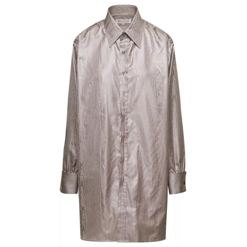 Maison Margiela Beige Oversze Poly Moire Shirt In Polyester Grey 