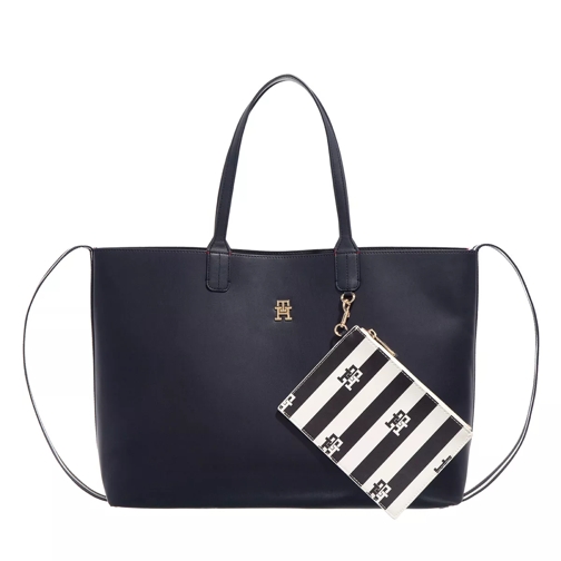 Tommy Hilfiger Iconic Tommy Tote Solid Stripe Space Blue Boodschappentas