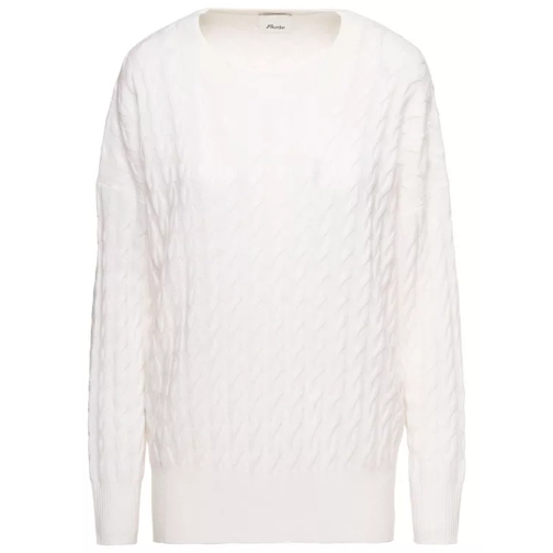 Allude White Cable-Knit Sweater In Cashmere White 