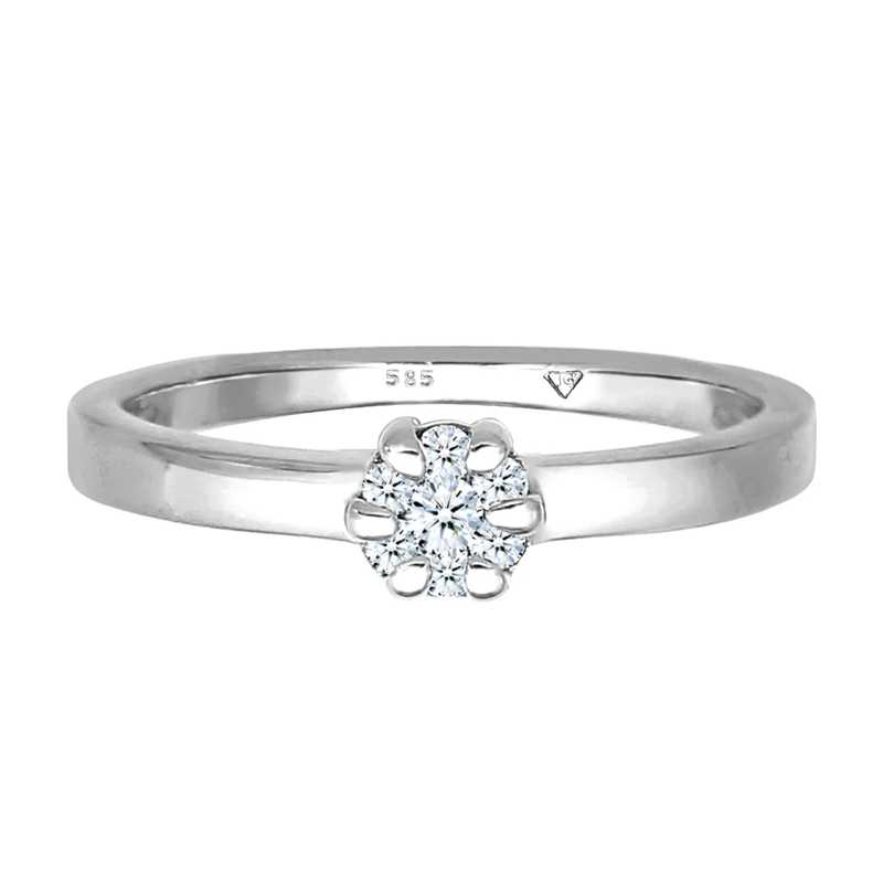 Elli Diamantring Ring Verlobung Diamant 0.12 ct. Luxuriös 585 Weißg silber(Image 2)