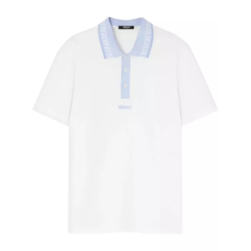 Versace  White Embroidered Logo Polo Shirt White