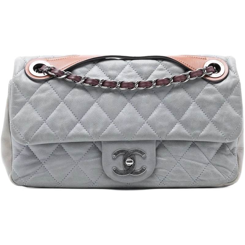 Chanel Sac à bandoulière Medium Iridescent Calfskin In The Mix Flap grau