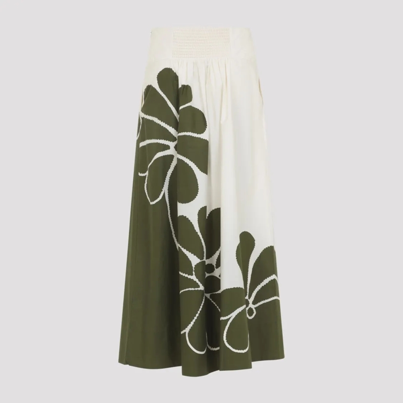 Farm Rio Minirok Floral Maxi Skirt With High Waistband Green