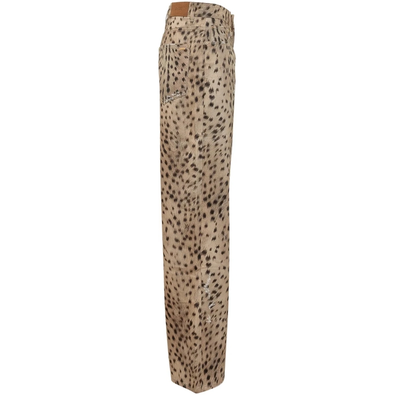 Amiri Jeans Boyfriend Jeans Carpenter con Stampa Animalier beige(Image 3)