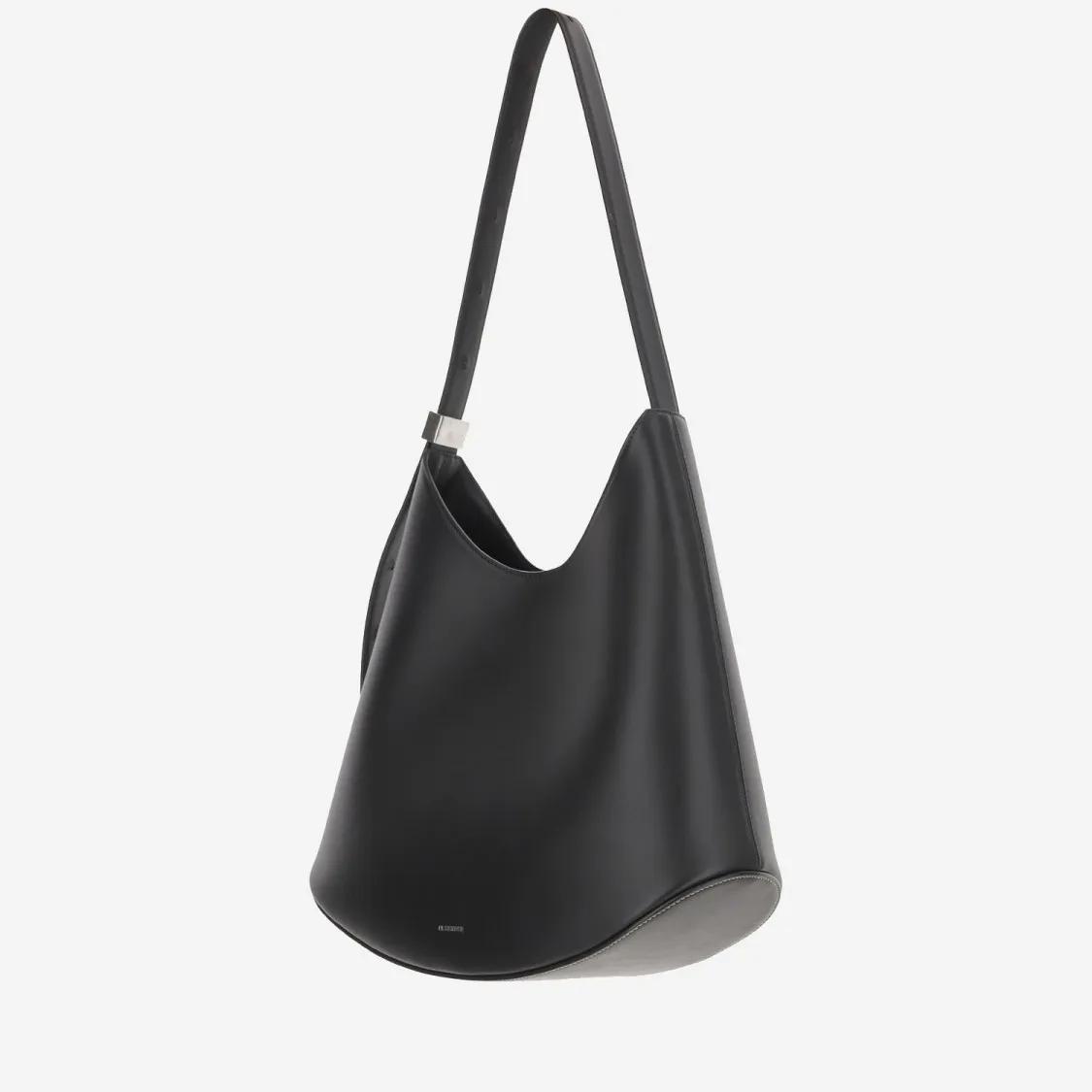 Jil Sander Hobo bags Eldorado Medium Leather Shoulder Bag in zwart