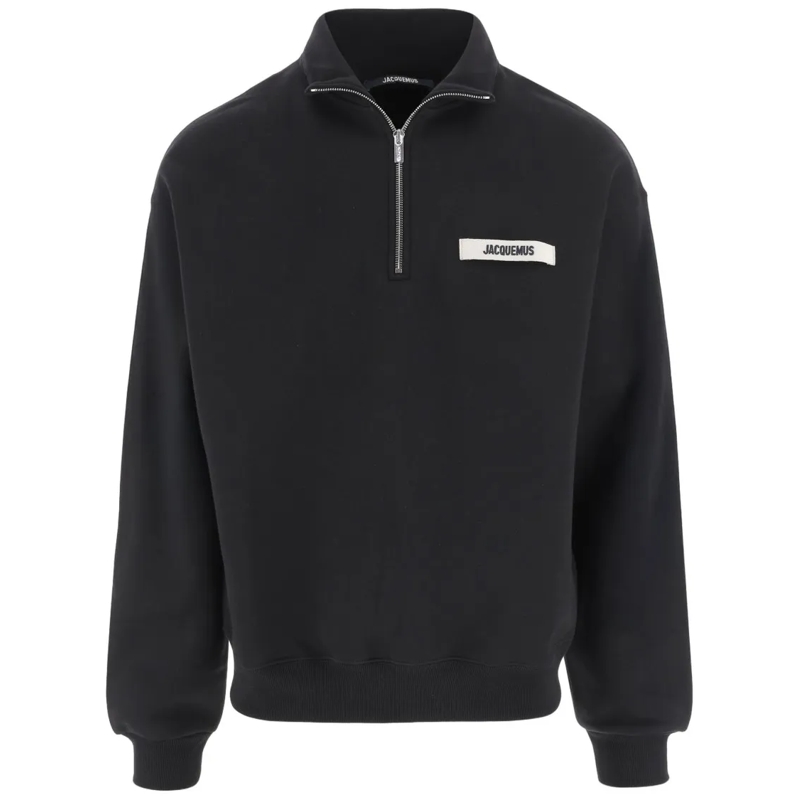 Jacquemus  High Collar Cotton Fleece Sweatshirt Black