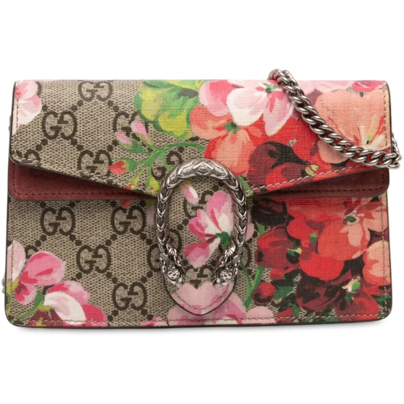 Gucci Schultertasche Mini GG Supreme Blooms Dionysus Crossbody braun