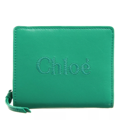 Chloé Small Foldet Wallet Leather Pop Green Bi-Fold Portemonnee