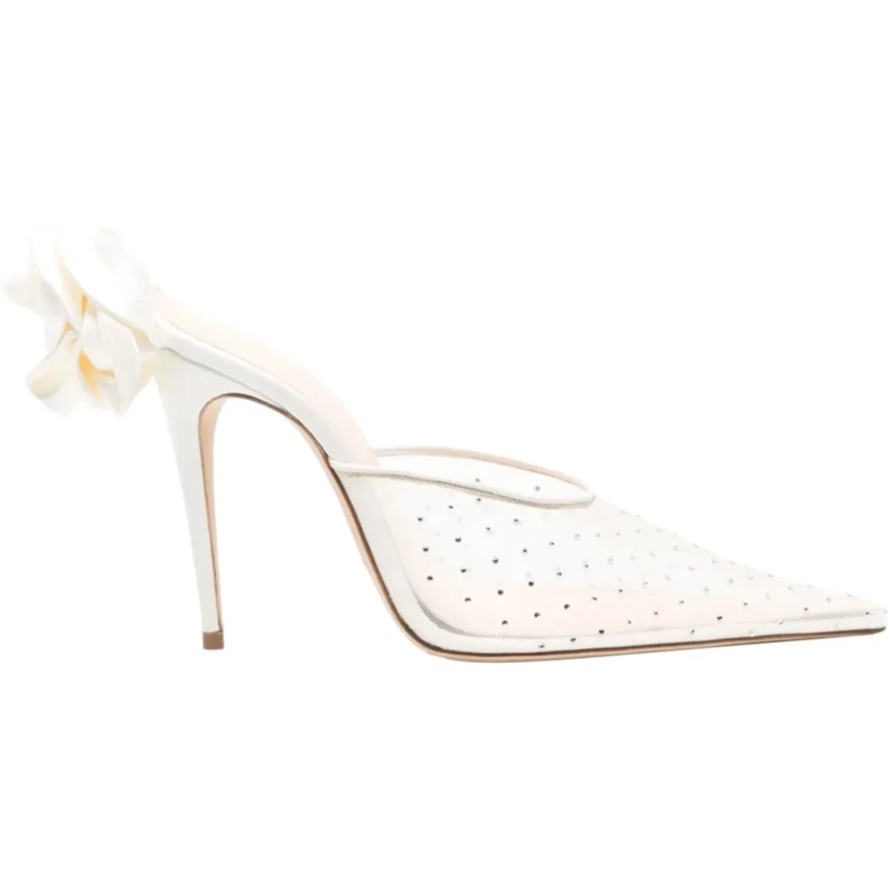 Magda Butrym Pumps Heel Mules Crystals Cream weiß