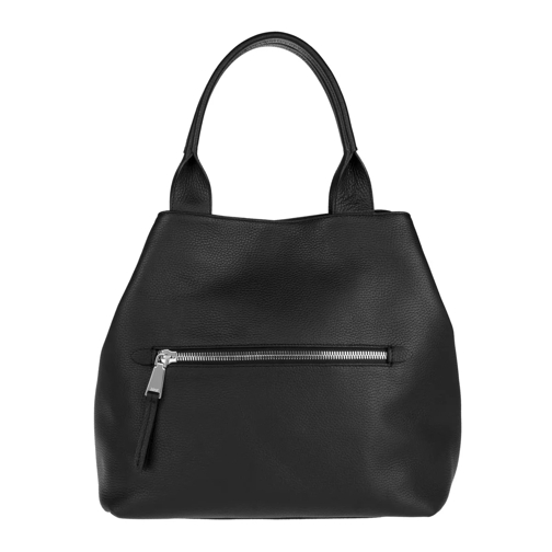 Abro Adria Leather Tote 2 Black/Nickel Rymlig shoppingväska