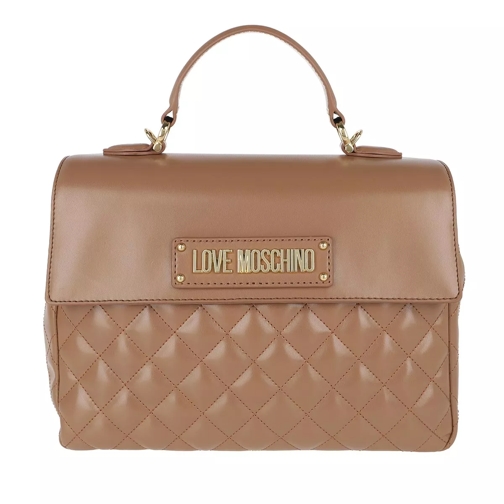Love Moschino Handbag Quilted Faux Leather Caramello Satchel