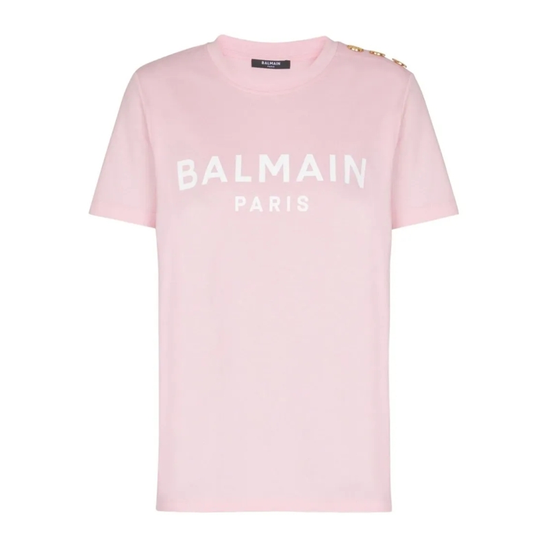 Balmain T-Shirt Relaxed Fit Pale Pink Top Purple