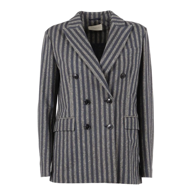 CIRCOLO 1901 Veste de transition Structured Tailored Double-Breasted Jacket With Co Blue