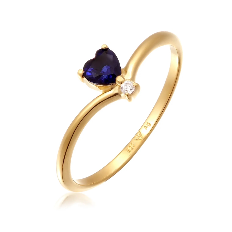 Elli Ring Ring Herz Saphir Lab Grown Diamond Weiß (0.008 ct) gold