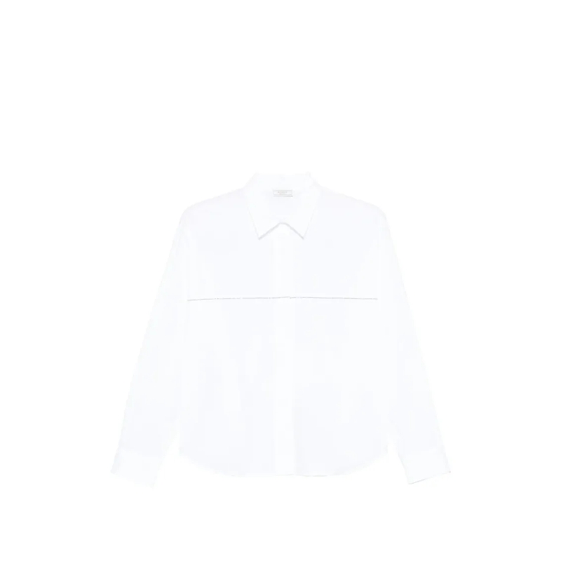 Peserico Overhemd Tailored White Shirt With Horizontal Seam Detail White