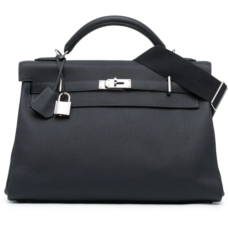 Hermès Schultertasche Togo Maxi Kelly 42 schwarz