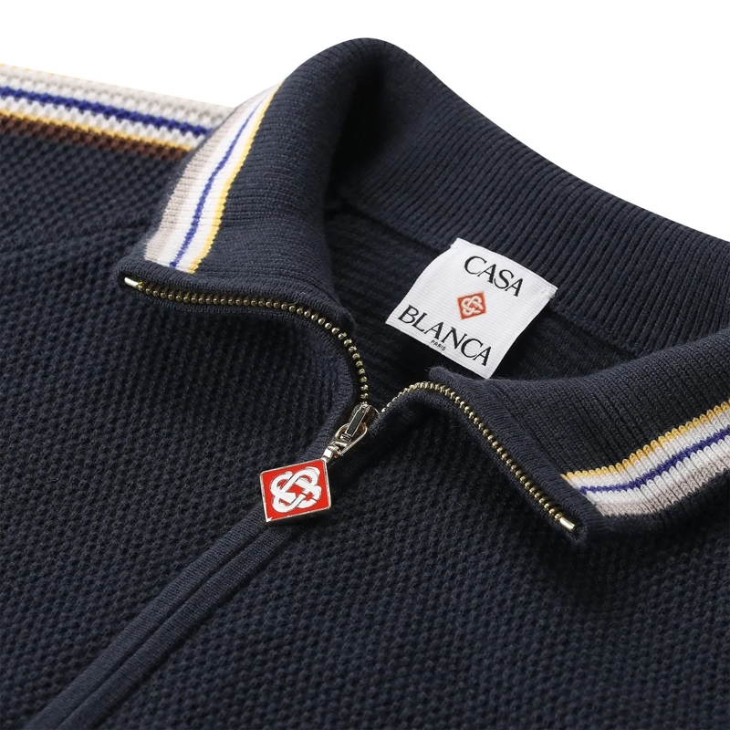 Casablanca Daunenjacke Strickjacke aus Baumwoll-Mix dunkelblau(Image 3)