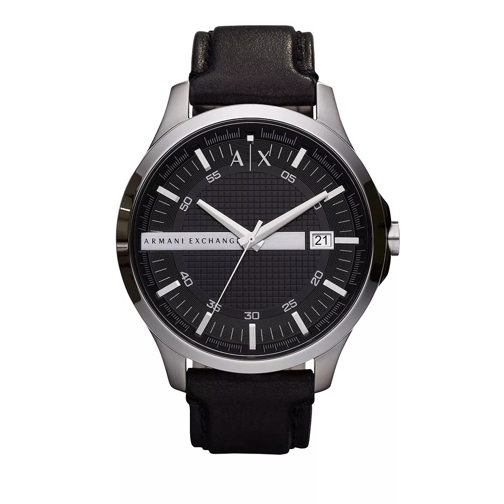 Armani Exchange Three-Hand Leather Watch Black Multifunctioneel Horloge
