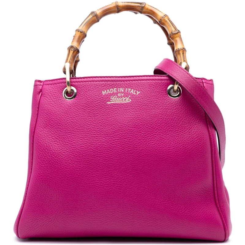 Gucci Sac à bandoulière Small Calfskin Bamboo Shopper Satchel rose