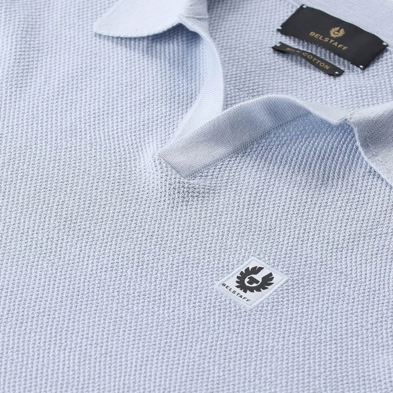 Belstaff T-Shirt Poloshirt aus Seide und Baumwolle blau(Image 8)