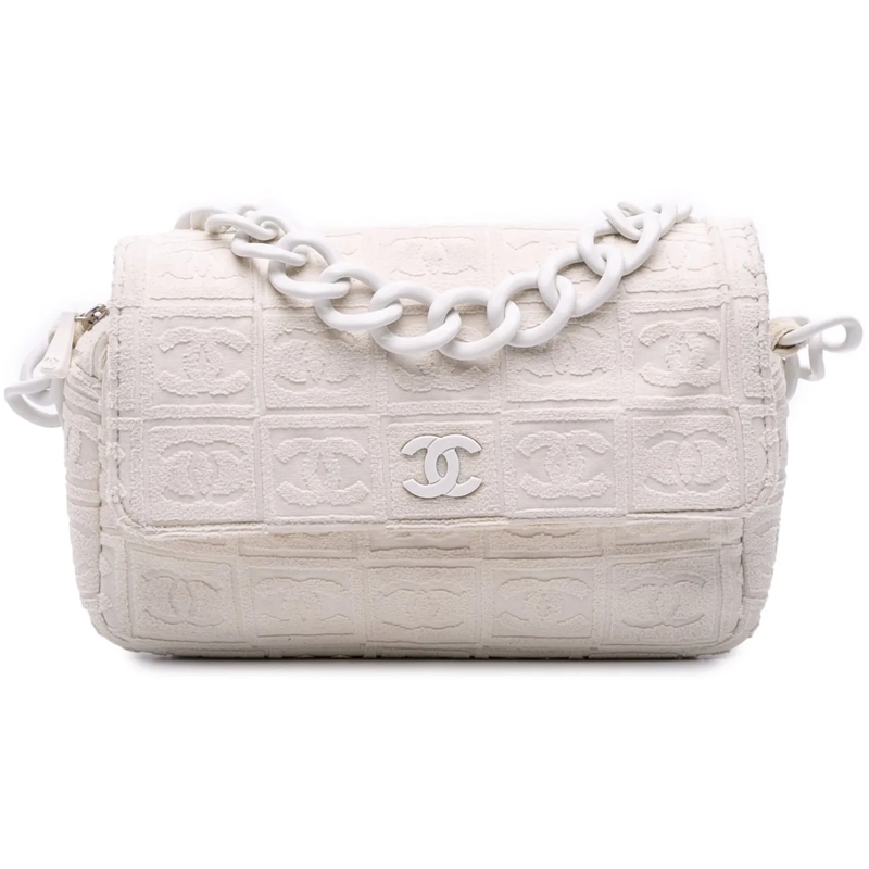 Chanel Sac à bandoulière Terry Cloth Sport Line Flap weiß